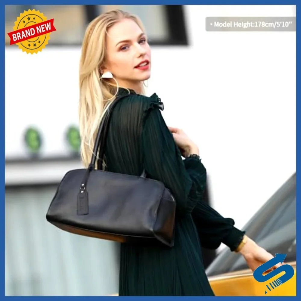 Medium Top-Handle Tote Bag Satchel Shoulder Bag in Genuine Leather